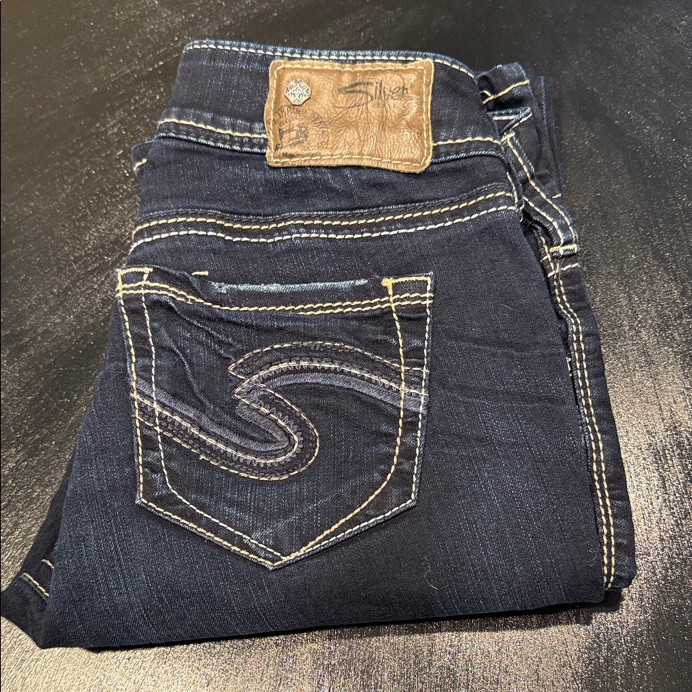 Silver Jeans Women's Boot Cut Jeans - Dark Blue Super Stretch Size 26x31